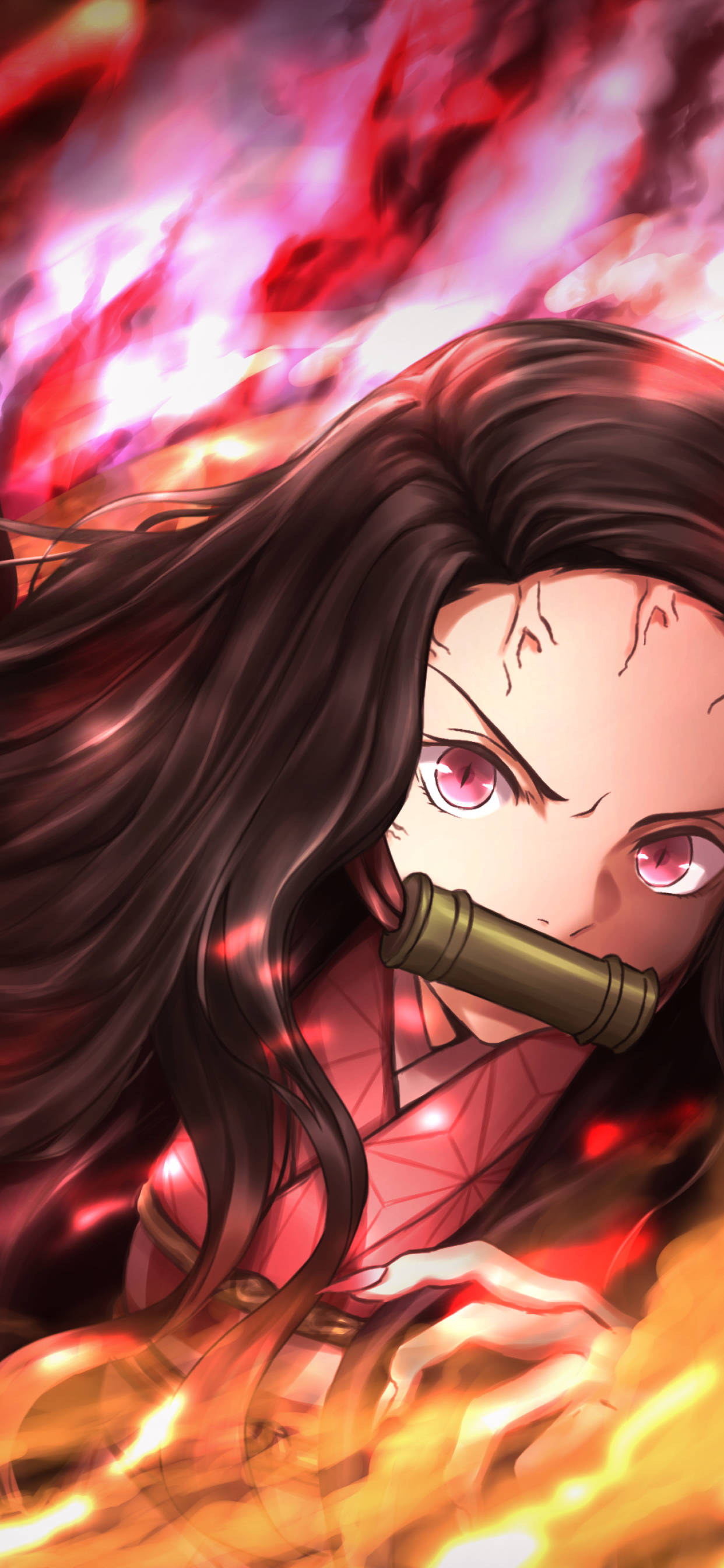 Nezuko Червени Очи Demon Slayer iPhone Тапет