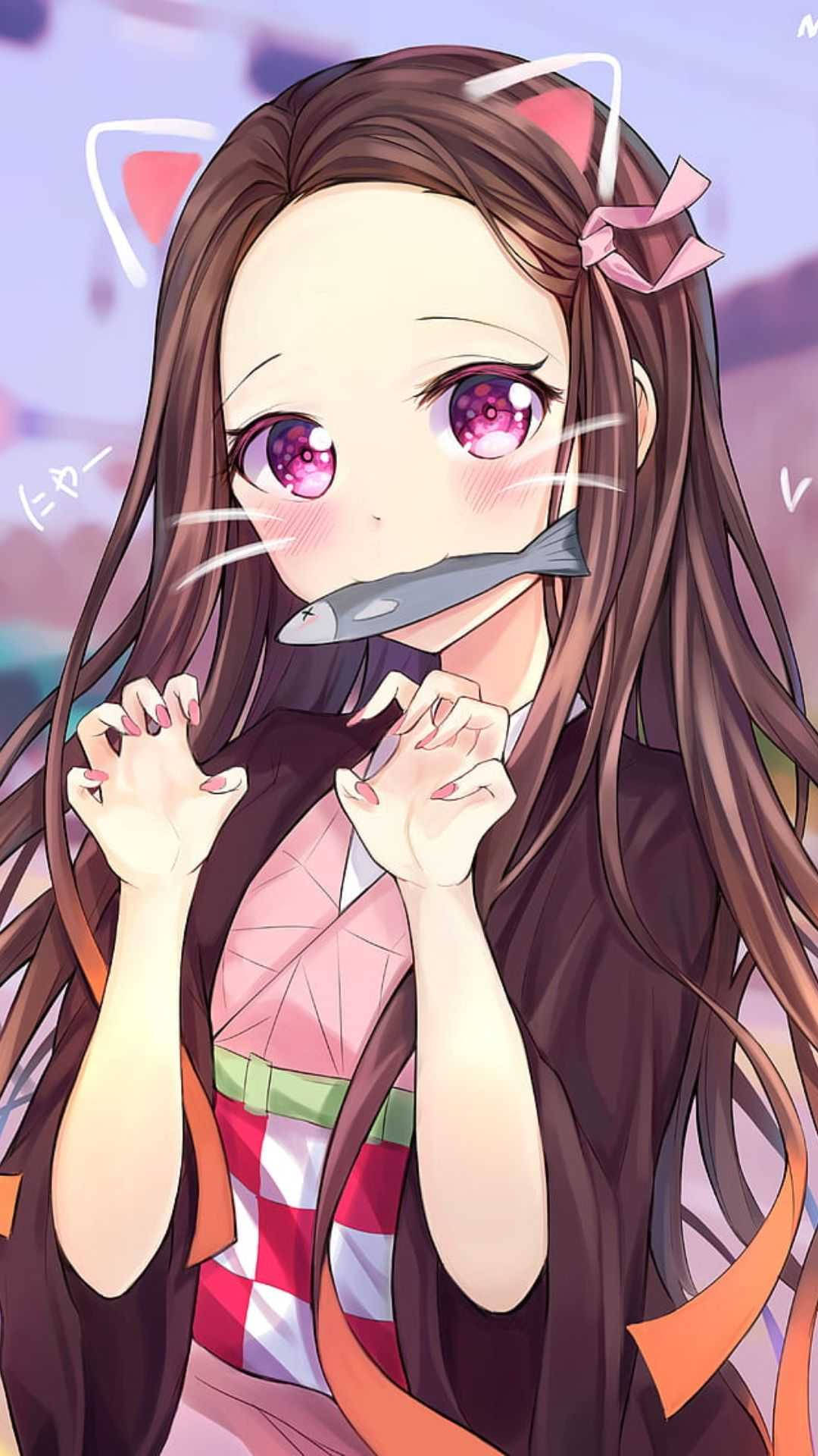 Nezuko Заешки Уши Demon Slayer iPhone Тапет