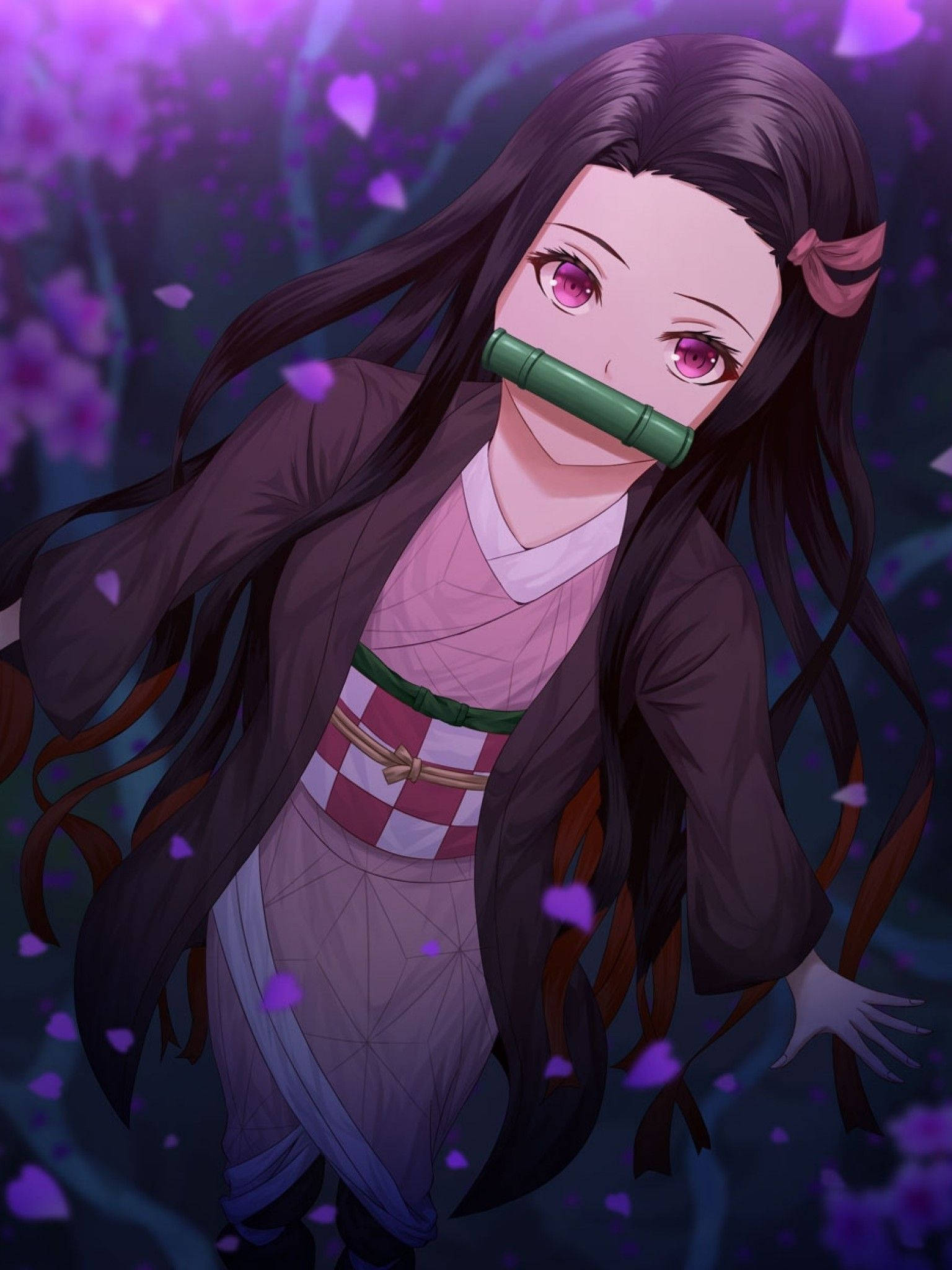 Nezuko от Demon Slayer в сладък аутфит Тапет