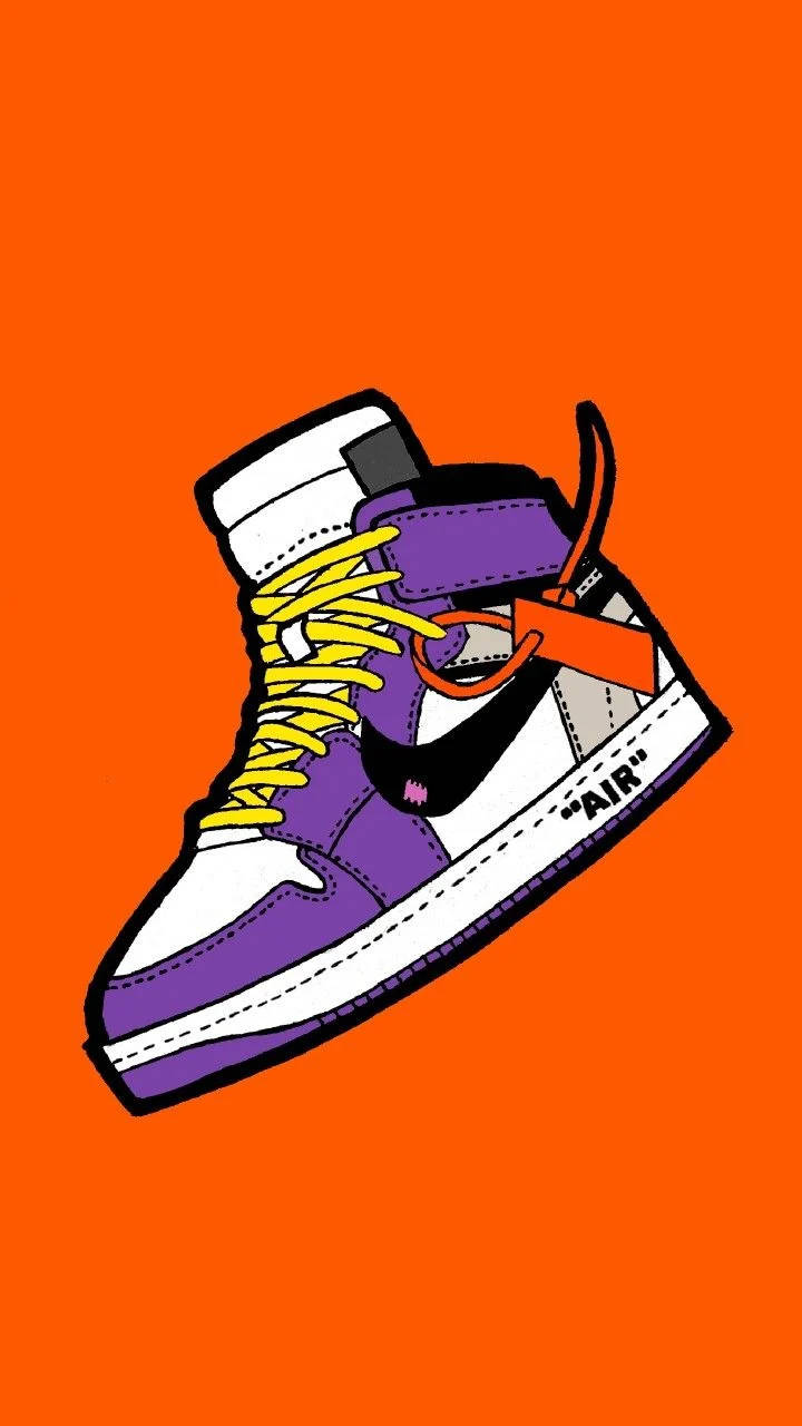Лилави и оранжеви анимационни маратонки Nike Тапет