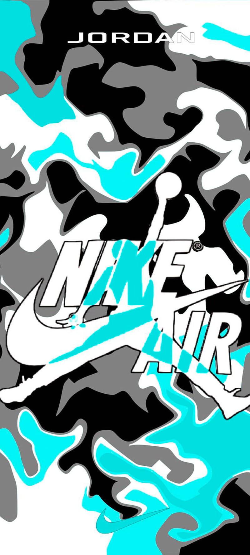 Nike Graffiti Air Turquoise Gray Black Тапет