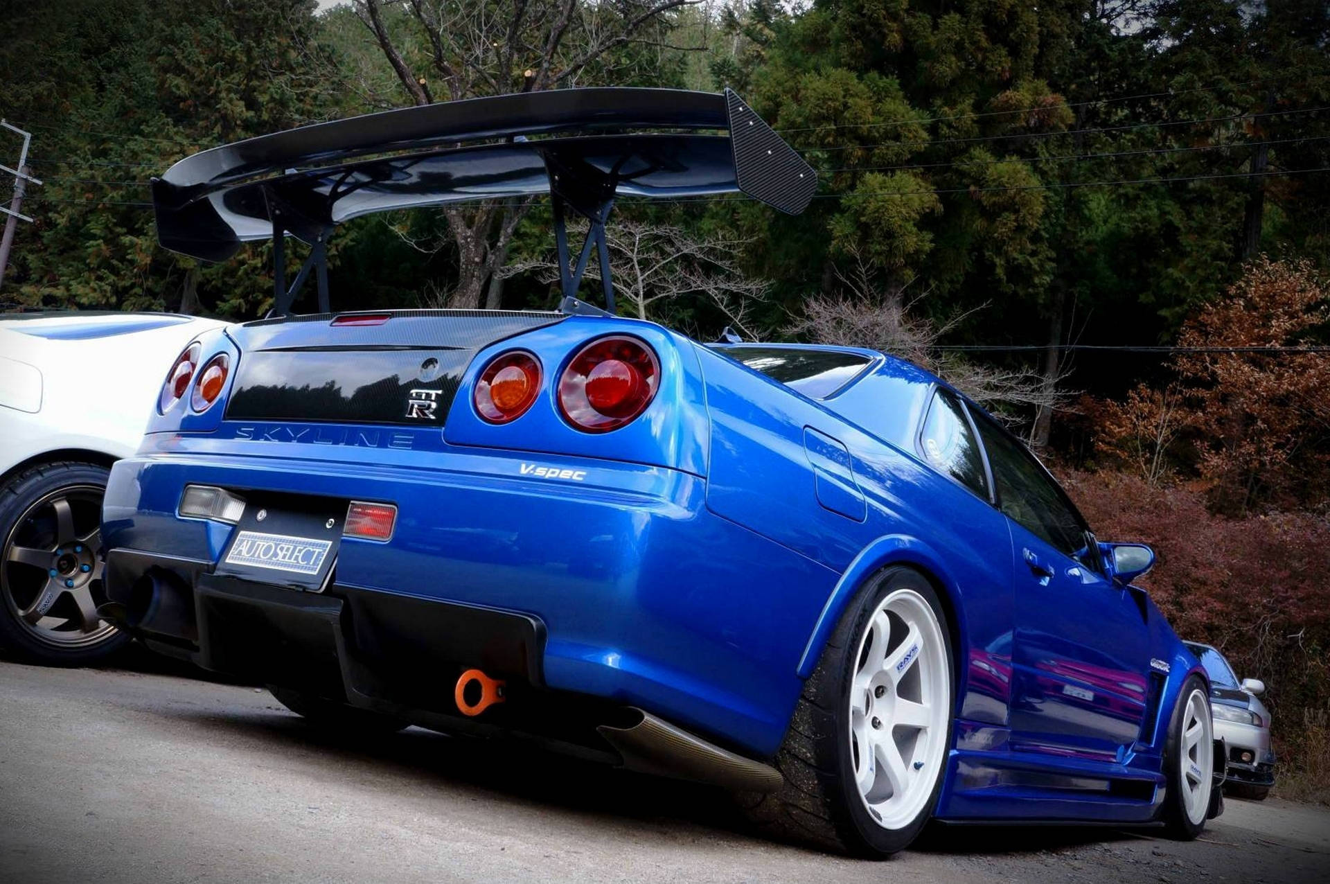 Величествен кадър на Nissan Skyline GTR R34 високо качество. Тапет