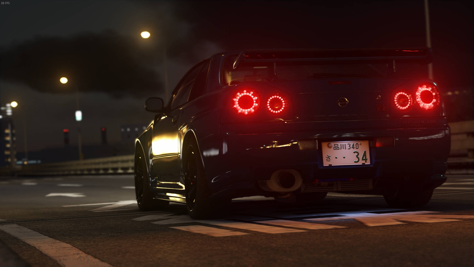 Светещ Nissan Skyline GTR R34 Тапет