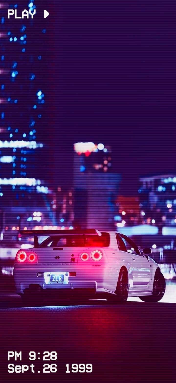 Винтажно возило на улицата, класически Nissan Skyline JDM Тапет