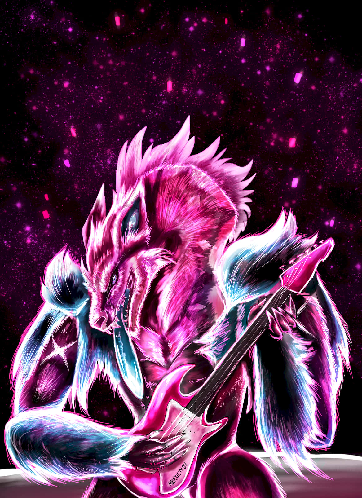 Obstagoon свири на китара Тапет