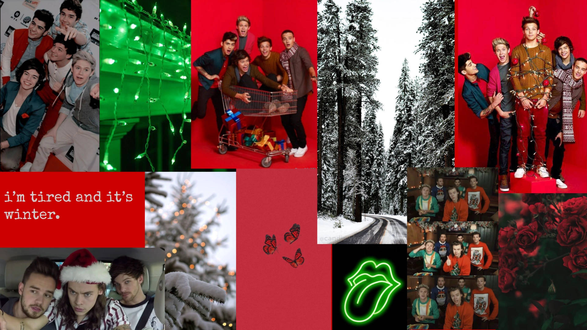 Коледна колажна снимка на One Direction Тапет