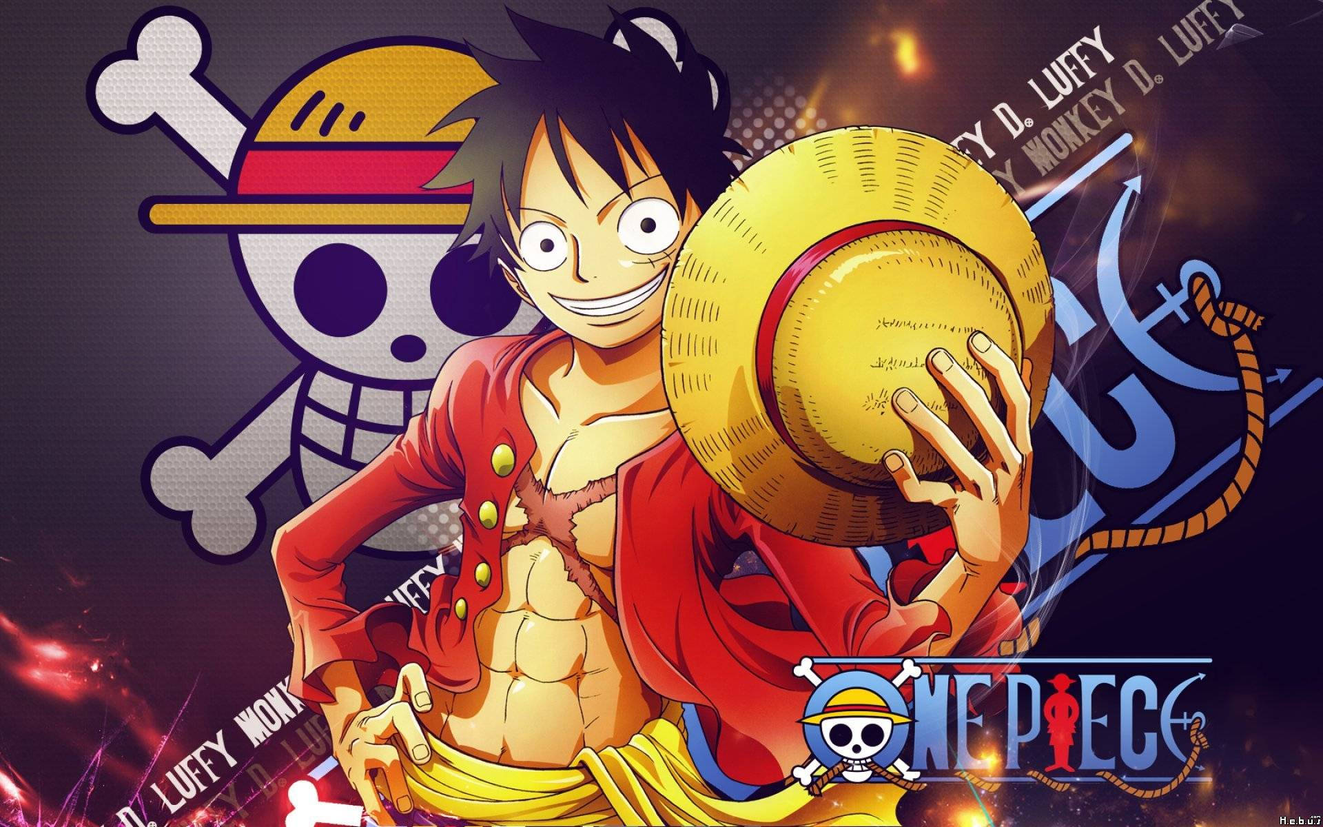 One Piece Лъфи с черепа на Чопър Тапет