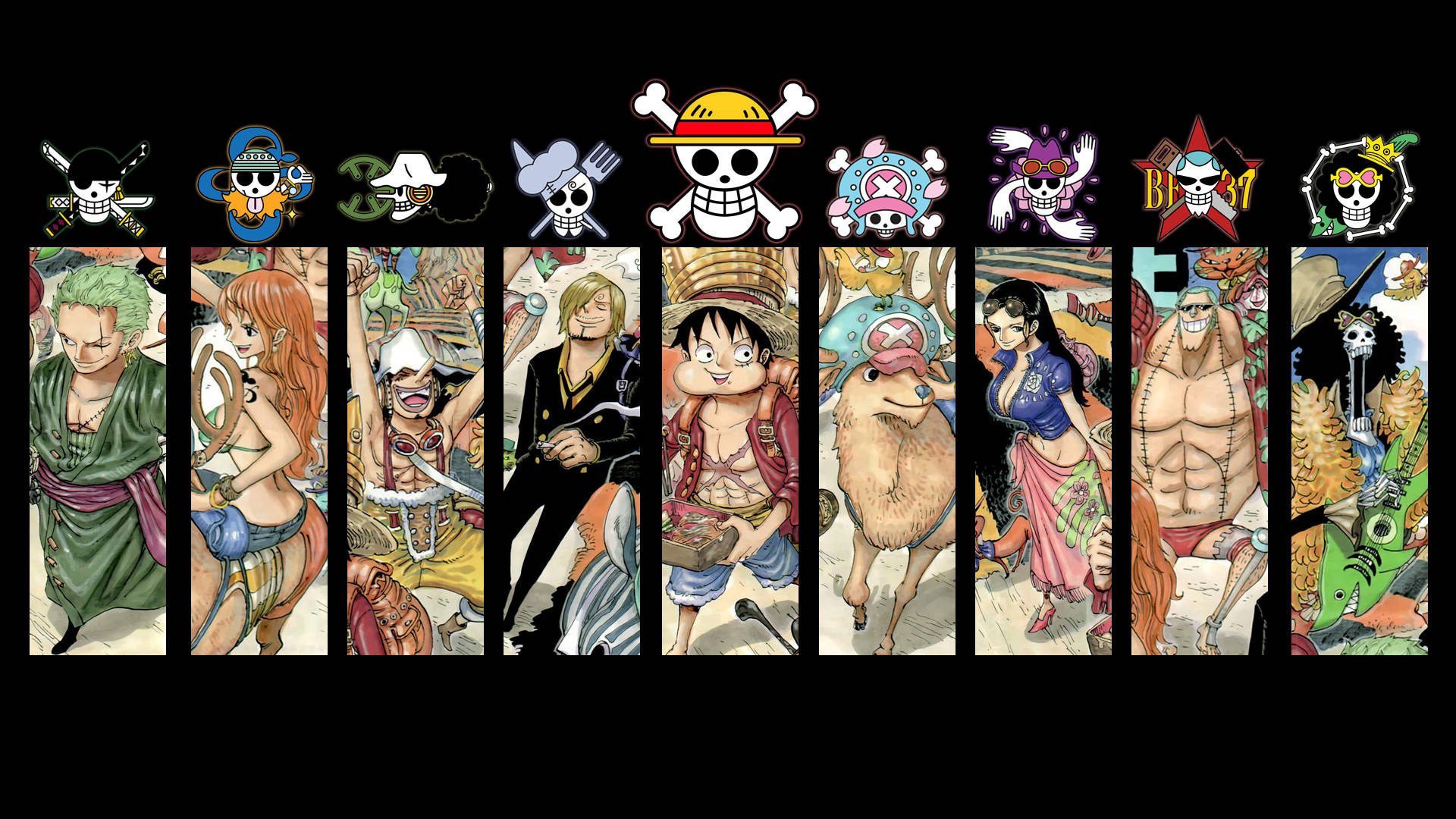 Лого и герои One Piece за десктоп Тапет