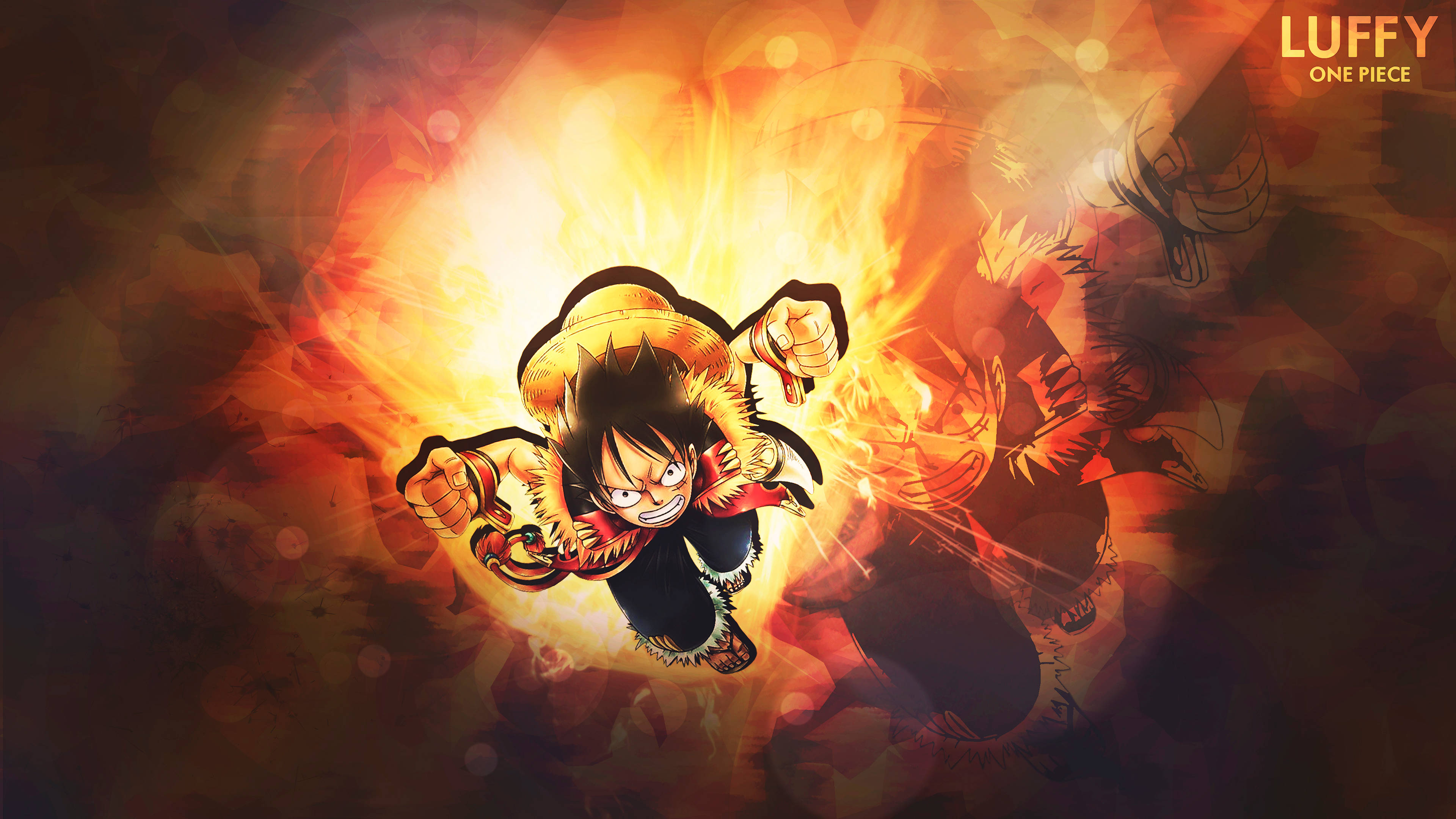 One Piece Луфи огнено изкуство Тапет