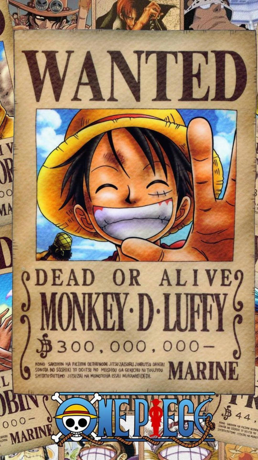 One Piece 4K плакат за издирване на Луфи Тапет