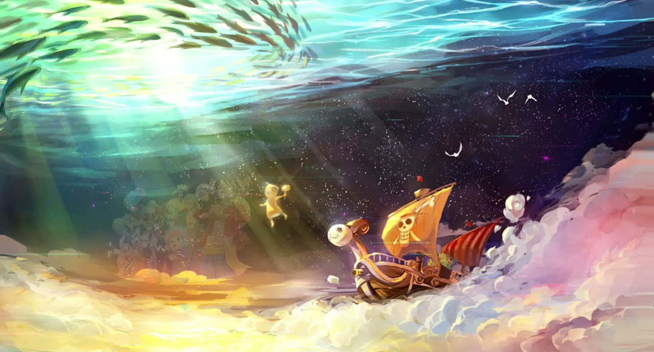 Кораб на пирати от One Piece под водата Тапет