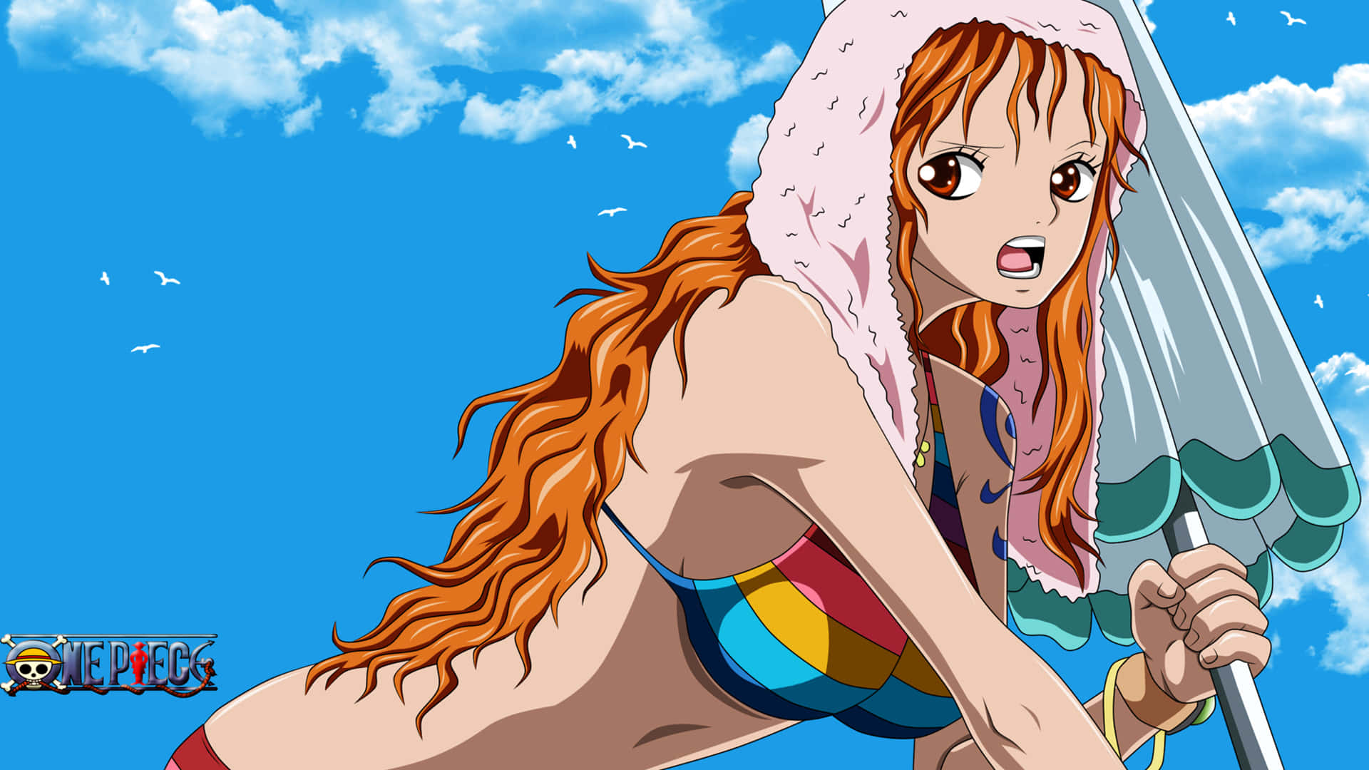 Намокнала Нами от One Piece Тапет