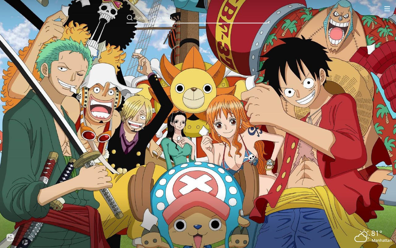 Луфи и бандата One Piece за десктоп Тапет