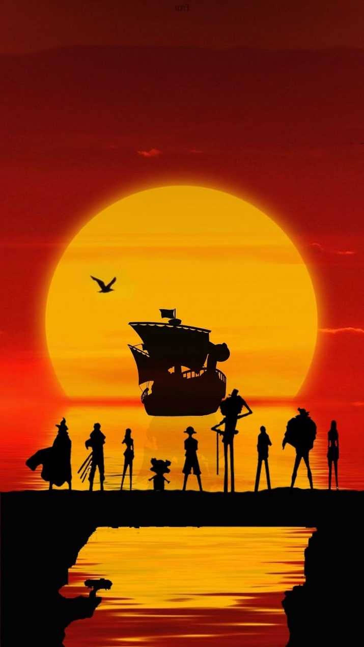 One Piece силует залез iPhone Тапет