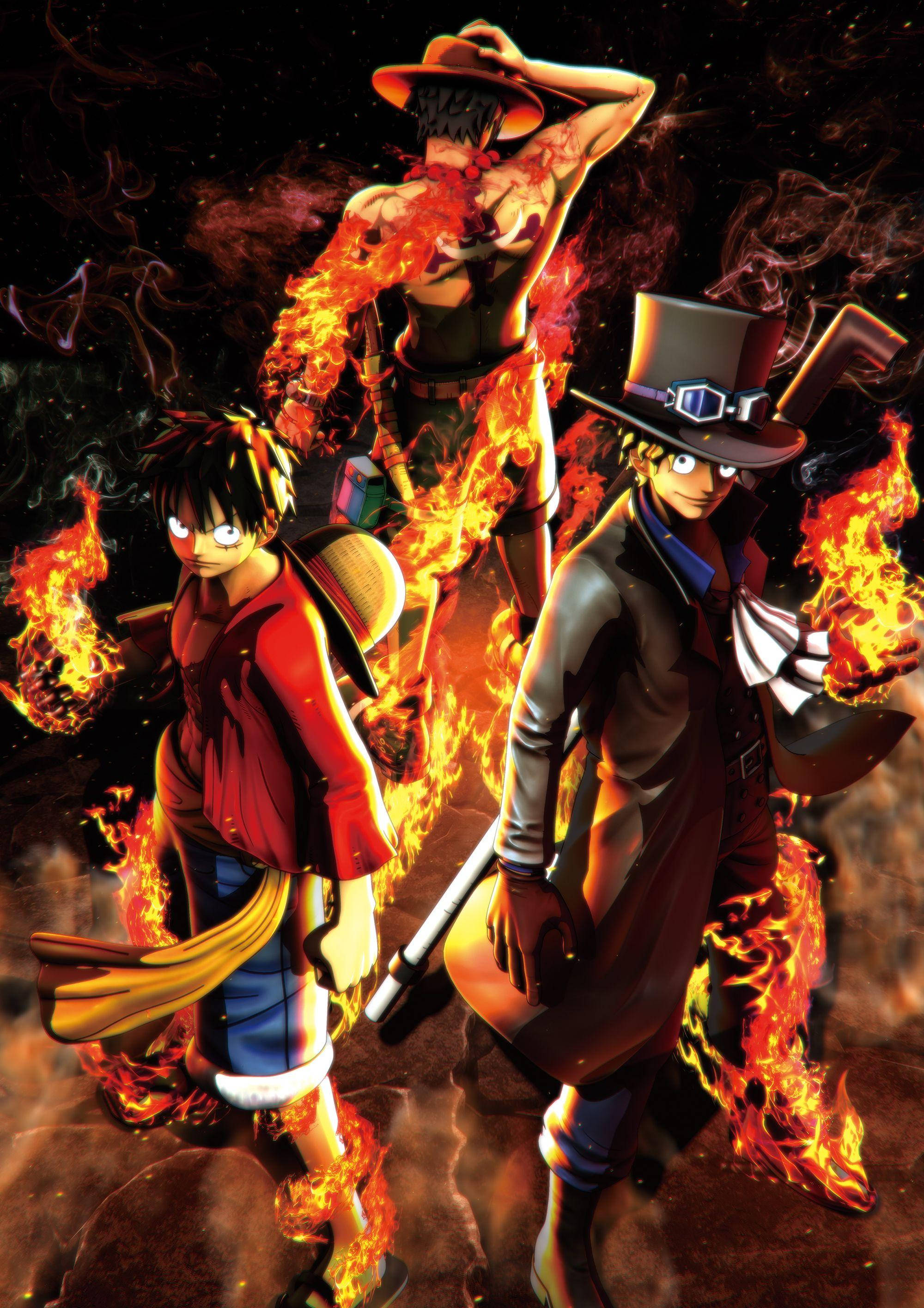 One Piece Live Luffy с Ейс и Сабо Тапет
