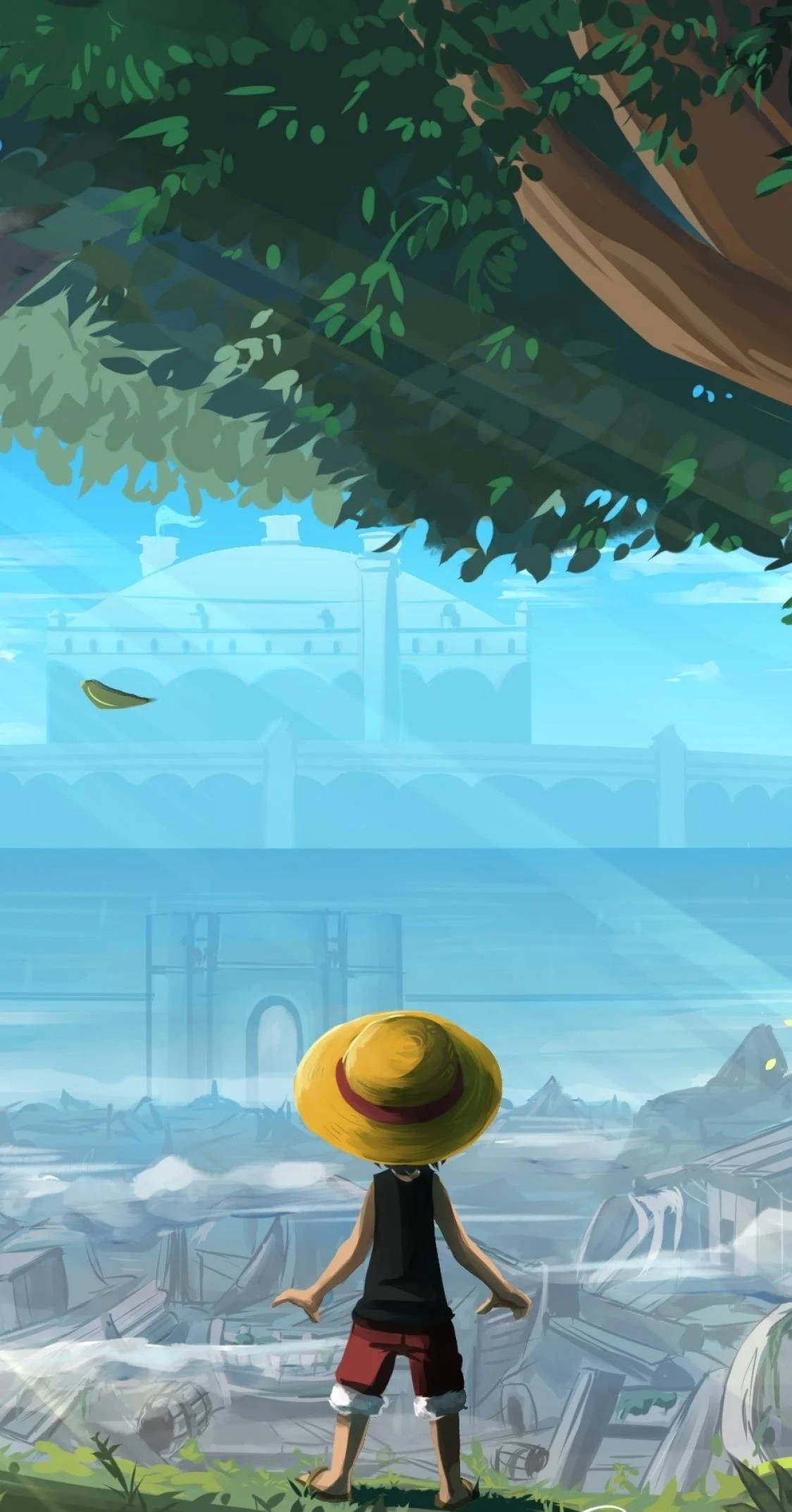 One Piece Luffy дигитална рисунка за iPhone Тапет
