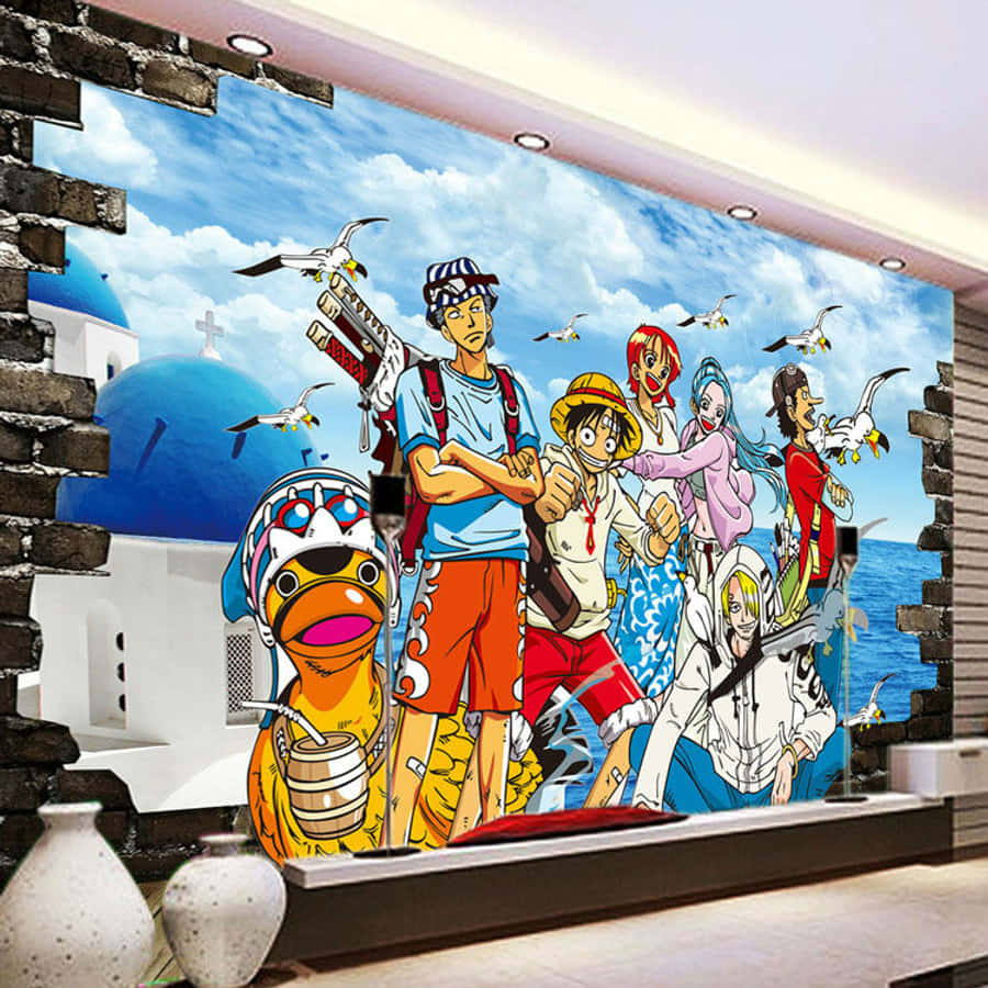 Аниме стена за спалня с One Piece Тапет