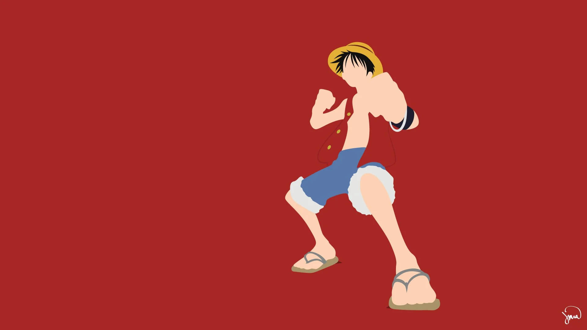 One Piece Red Минималистичен за iPhone Тапет