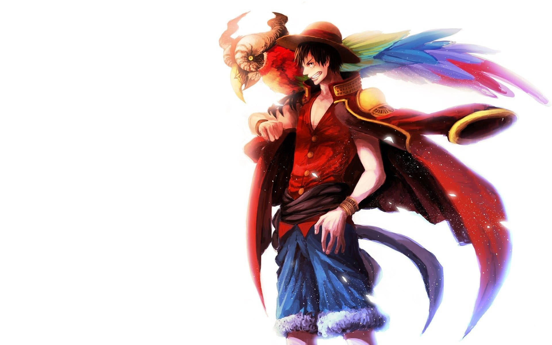 Луфи и папагал One Piece тапет за десктоп Тапет