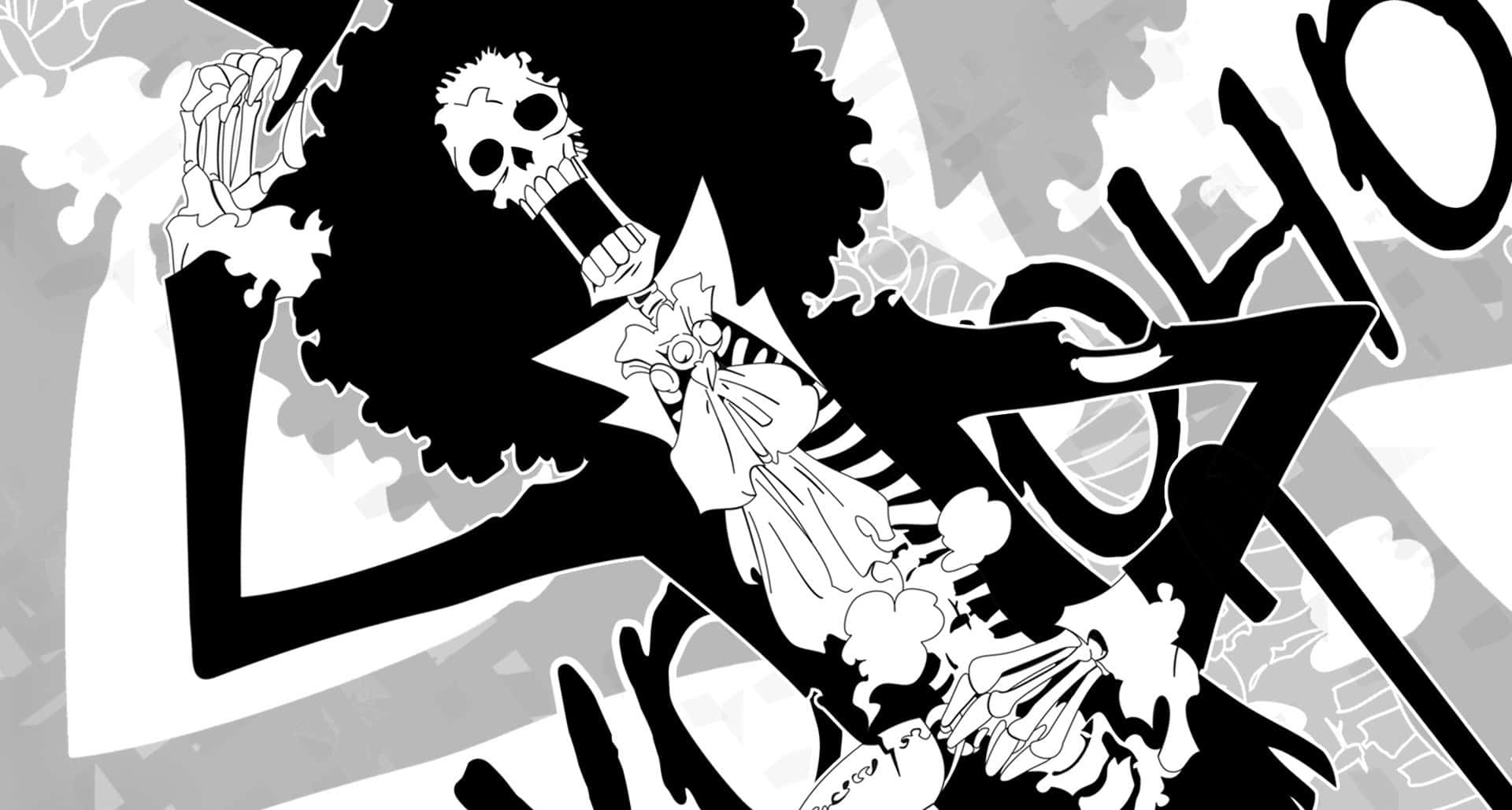 Брук от One Piece в черно и бяло Тапет