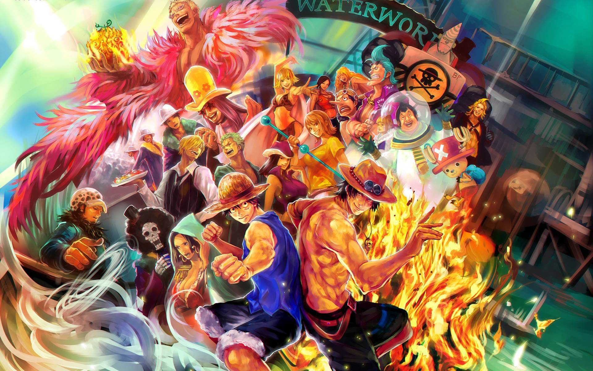 Епичен сблъсък между Луфи и Биг Мом в One Piece Тапет