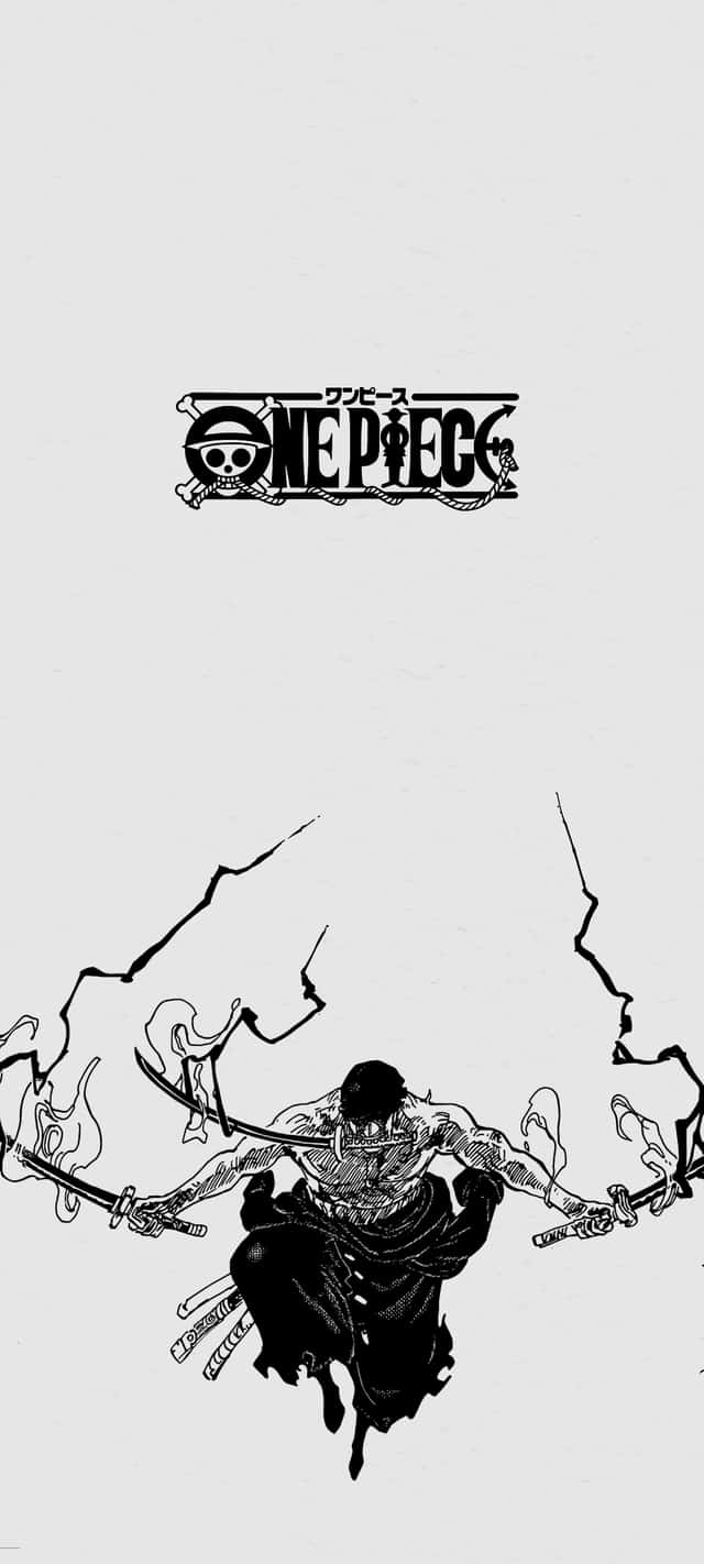 One Piece в черно и бяло с майстор на меча Тапет