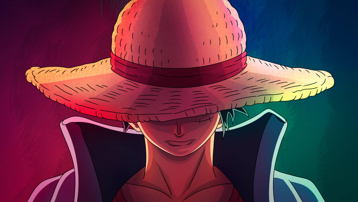 One Piece настолен червено-син градиент Тапет