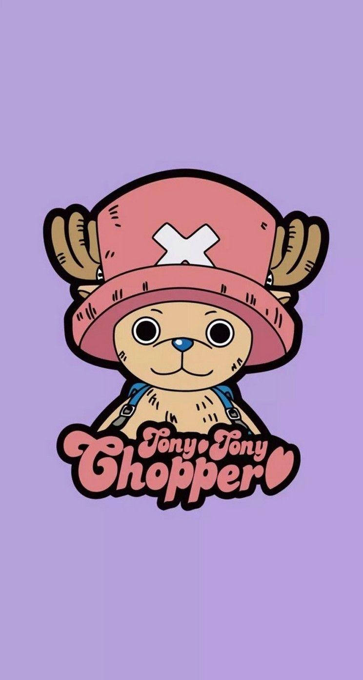 One Piece телефонен тапет Чопър на лилав фон Тапет