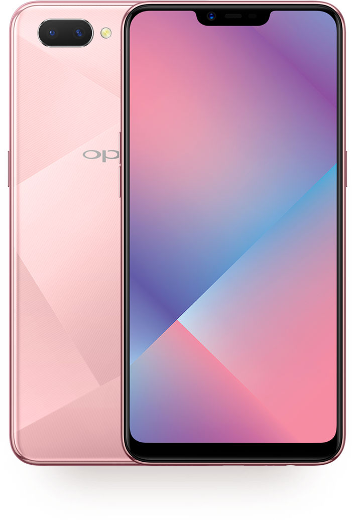 Oppo смартфон с розов градиентен дизайн Тапет