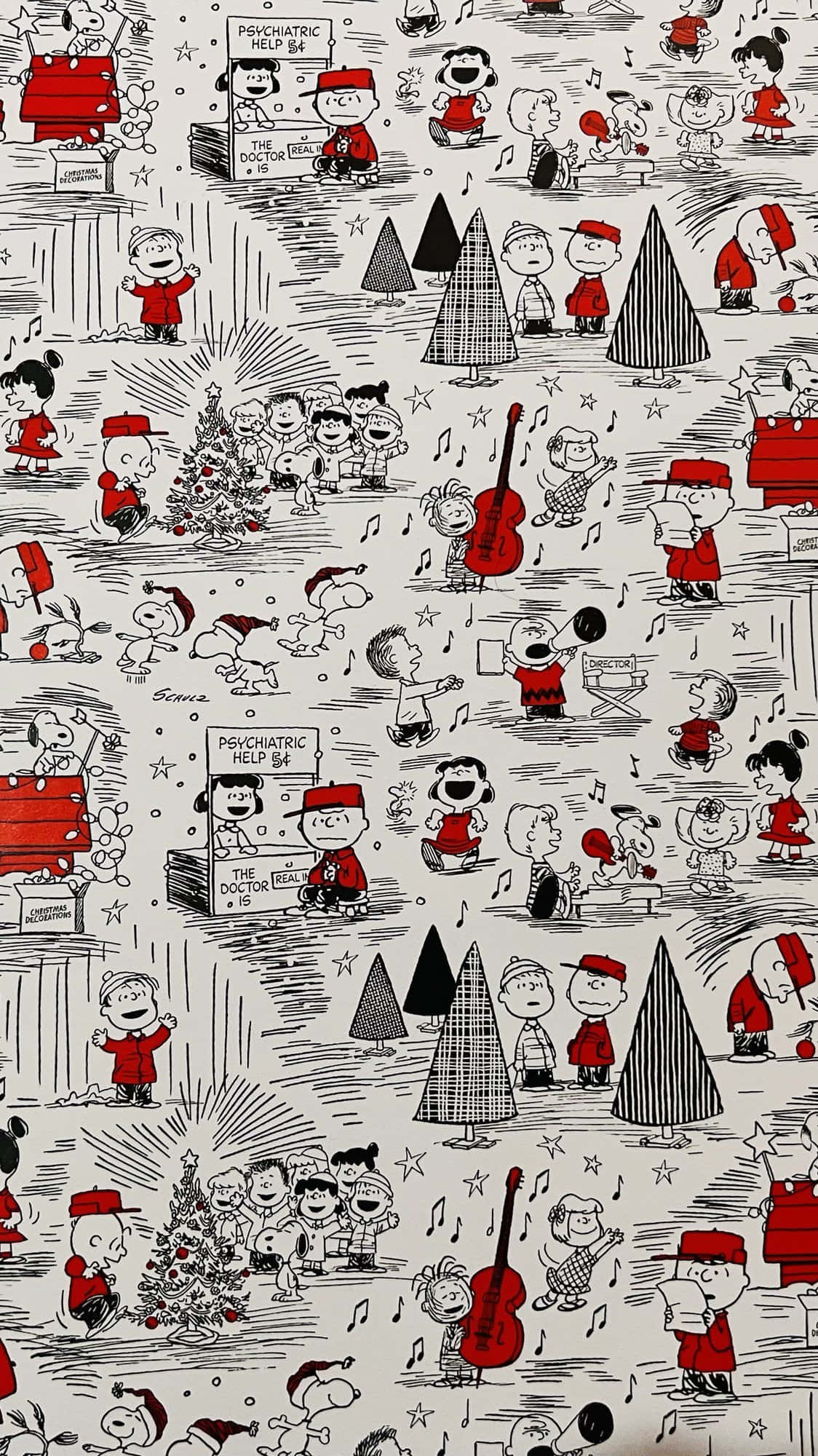 Коледна скица на Peanuts Тапет