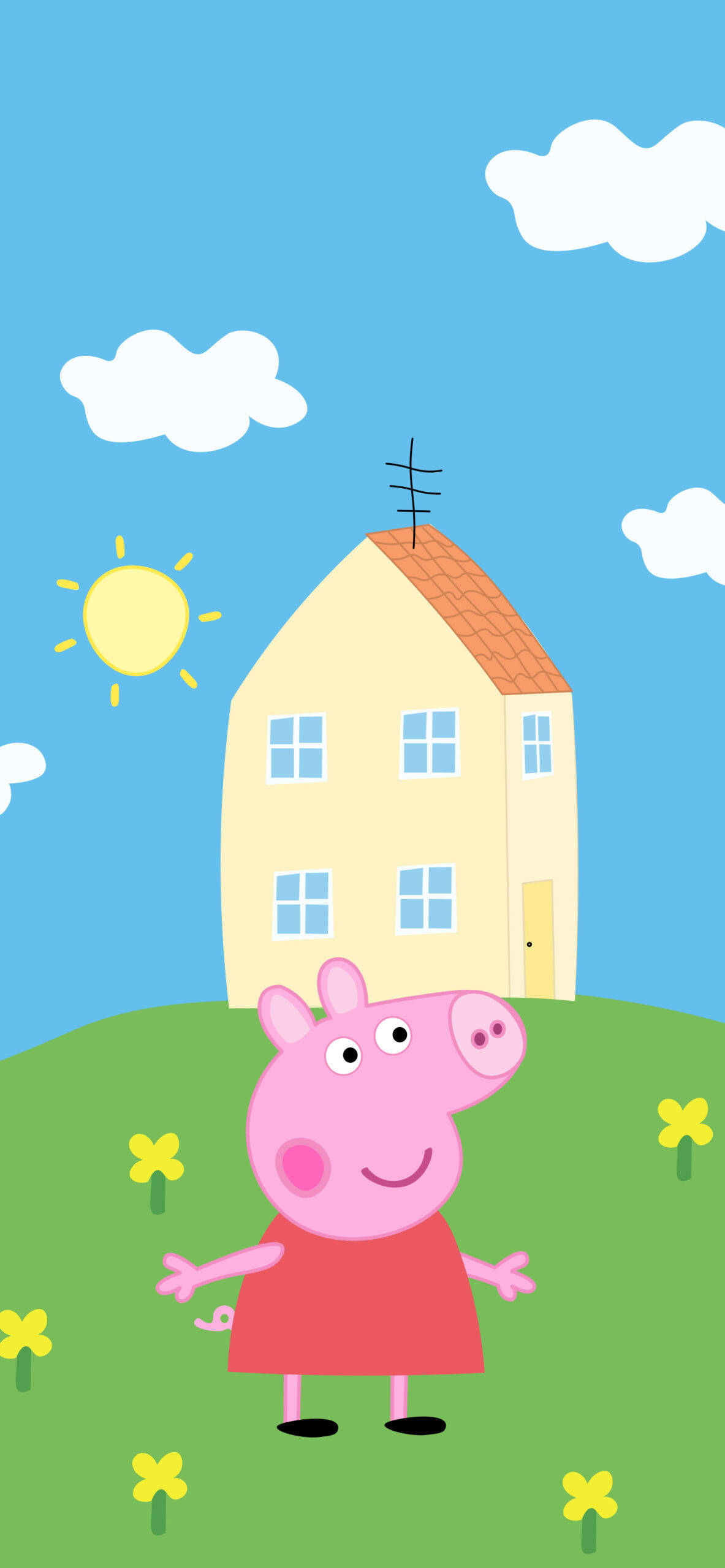 Peppa Pig iPhone Цветно поле Тапет