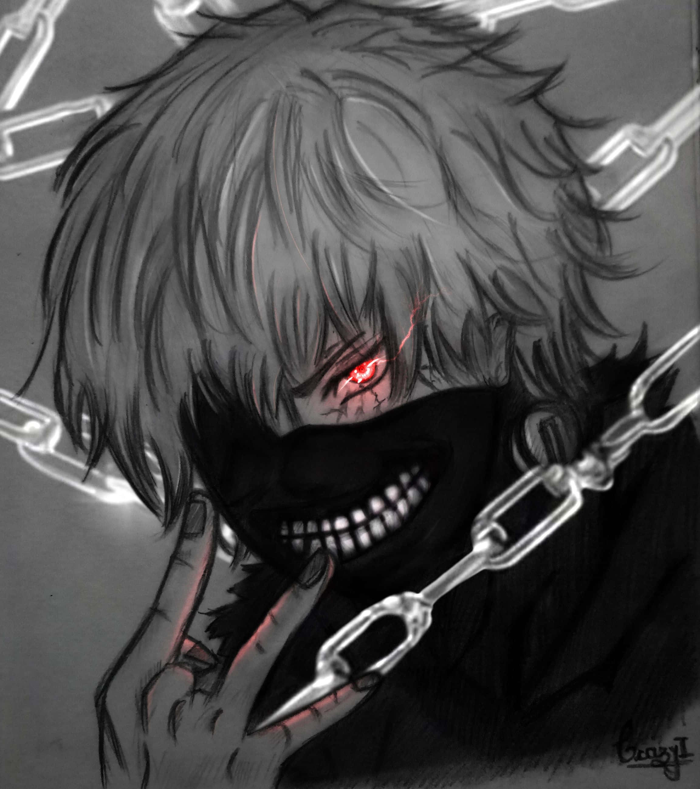 Серо-бели Канеки PFP Тапет