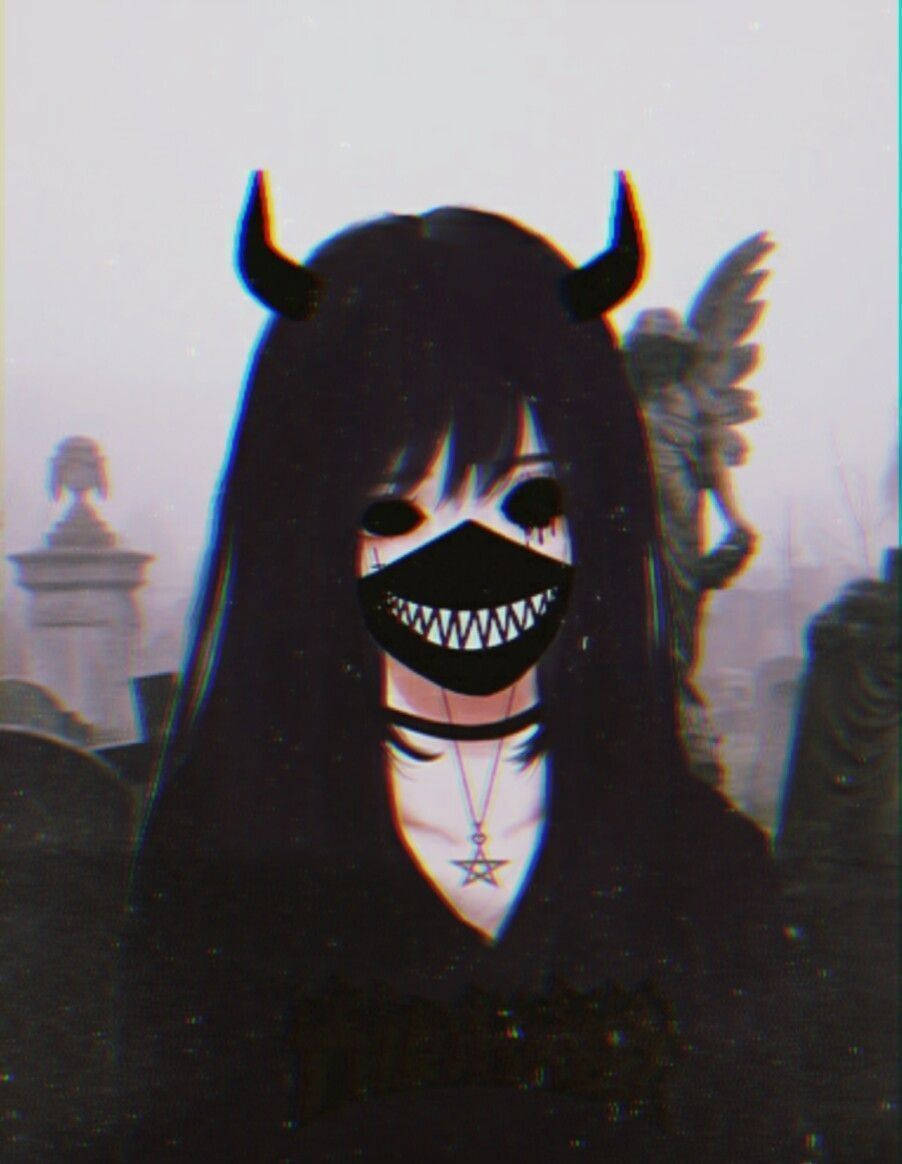 Сладко аниме PFP готическо момиче Тапет