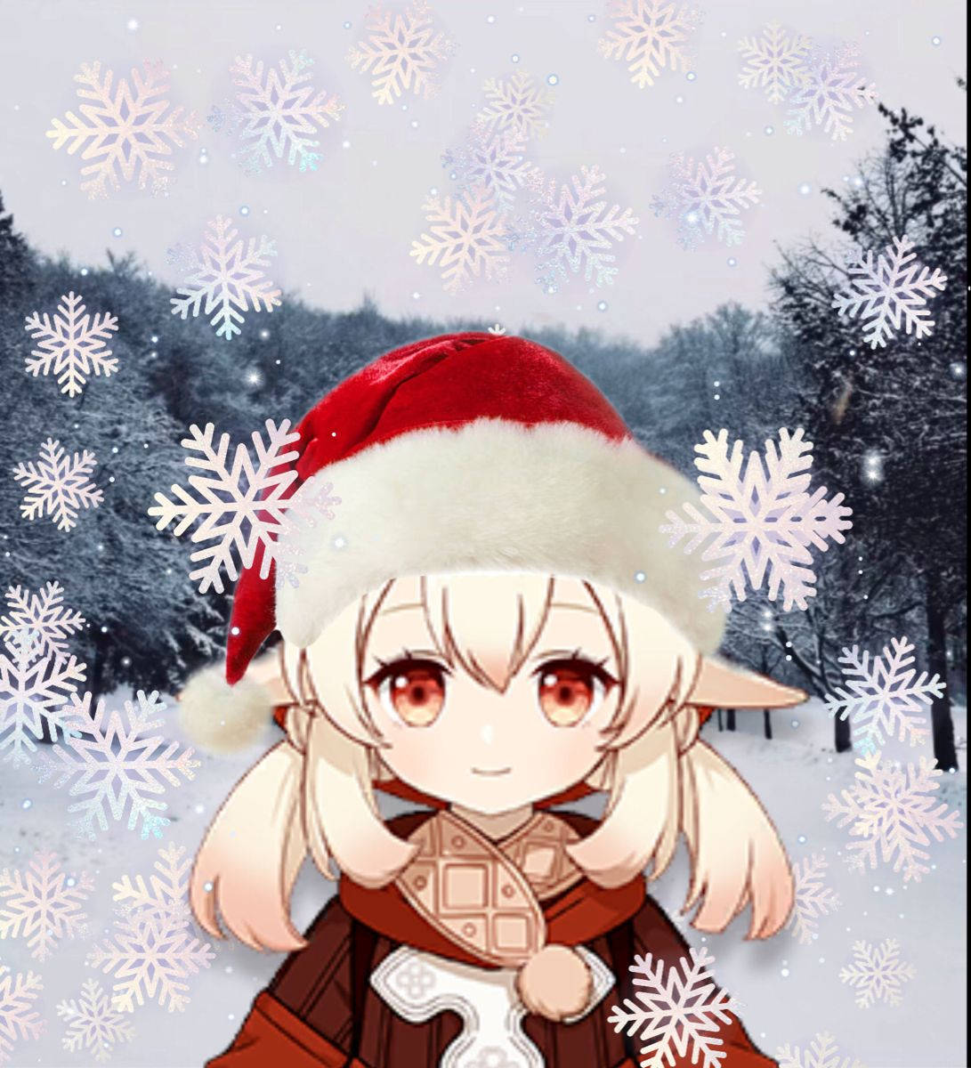 Коледна PFP на сладко аниме момиче Тапет
