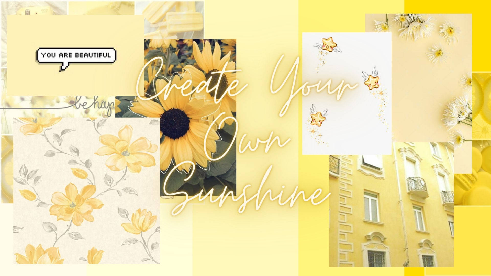 Жълт колаж Pinterest за лаптоп Тапет