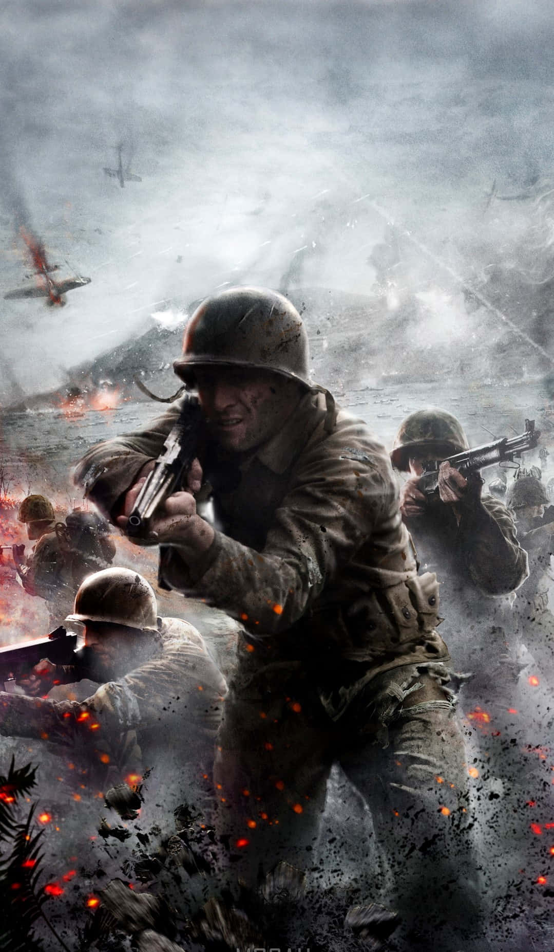 Pixel 3XL Battlefield 1 фон с войници в пепелна среда Тапет