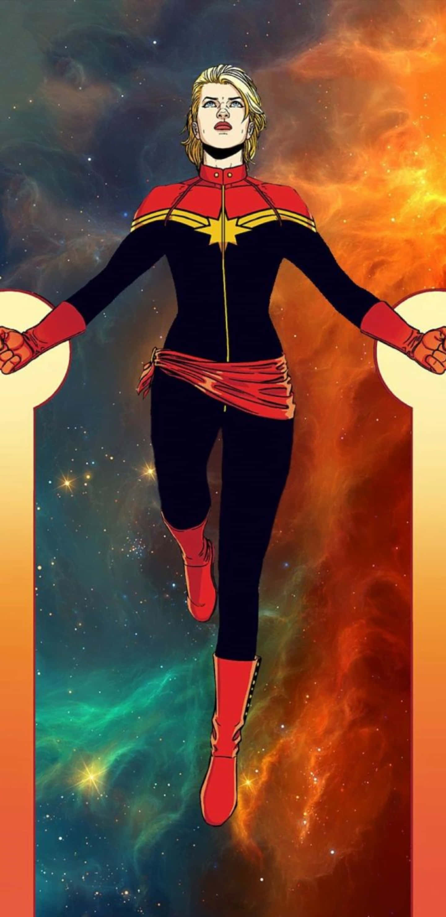 Pixel 3xl Captain Marvel фон летящ в галактиката Тапет