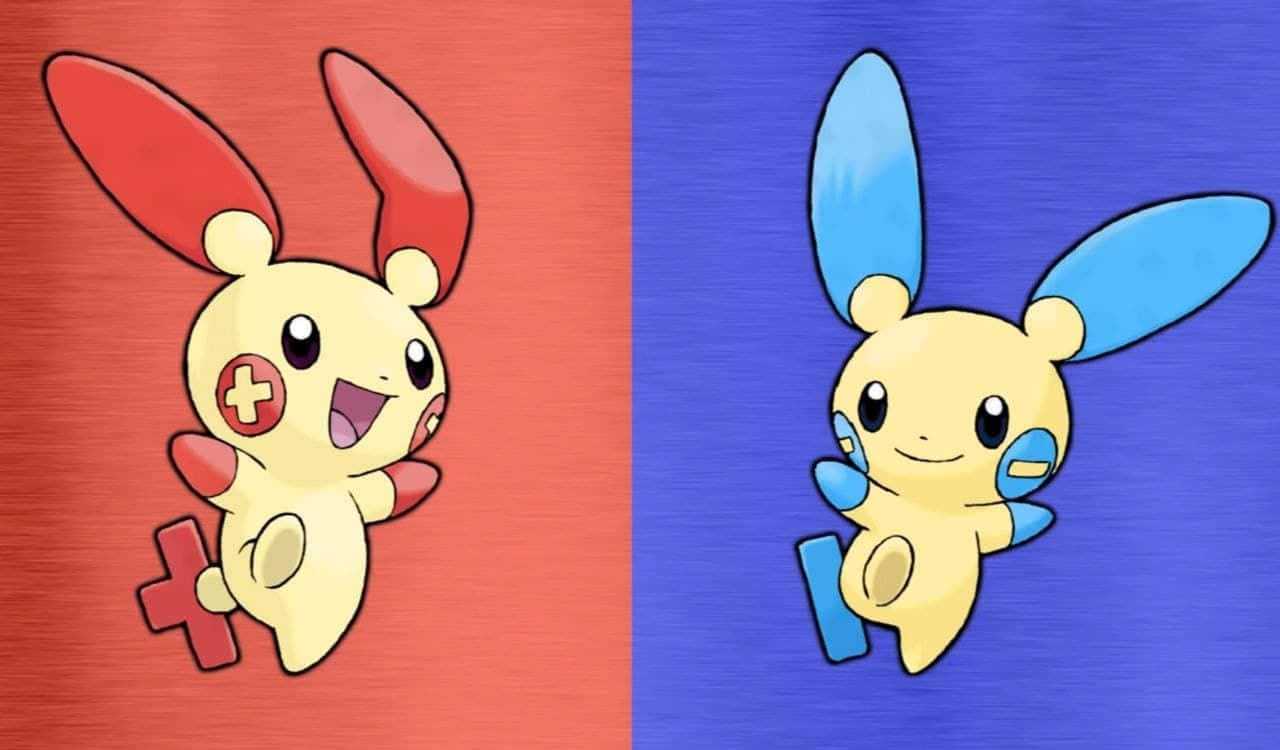 Plusle червен и син фон Тапет