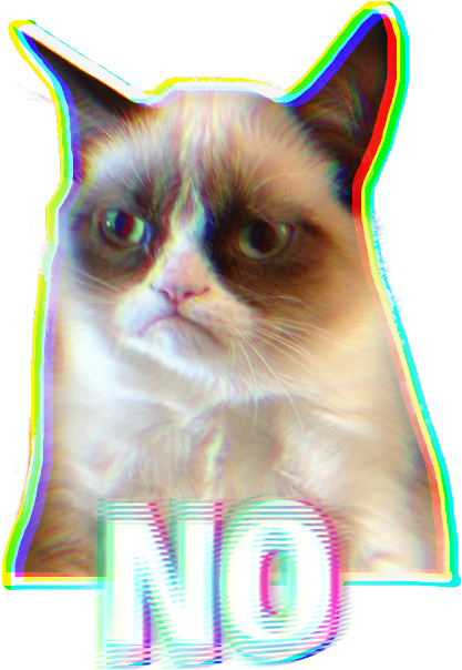 Сърдита котка глич арт НЕ Мем.PNG Тапет