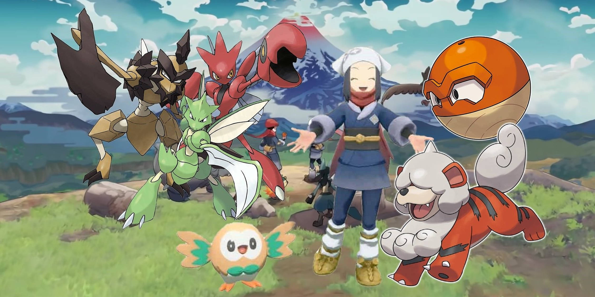 Усмихната Акари от Pokemon Legends Arceus Тапет