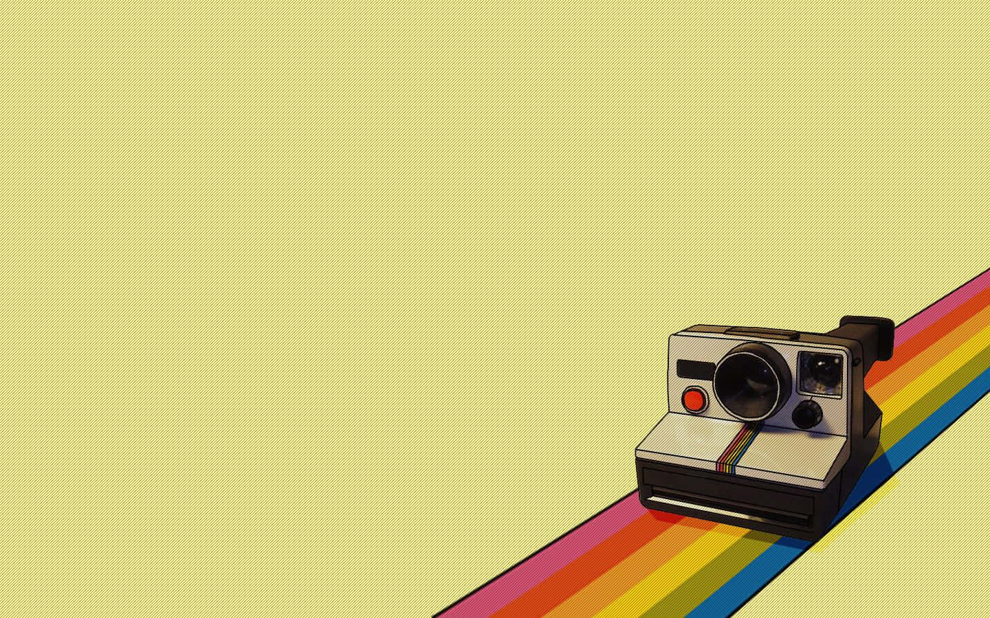 Жълт пастелен дъговиден икона на Polaroid фотоапарат Тапет