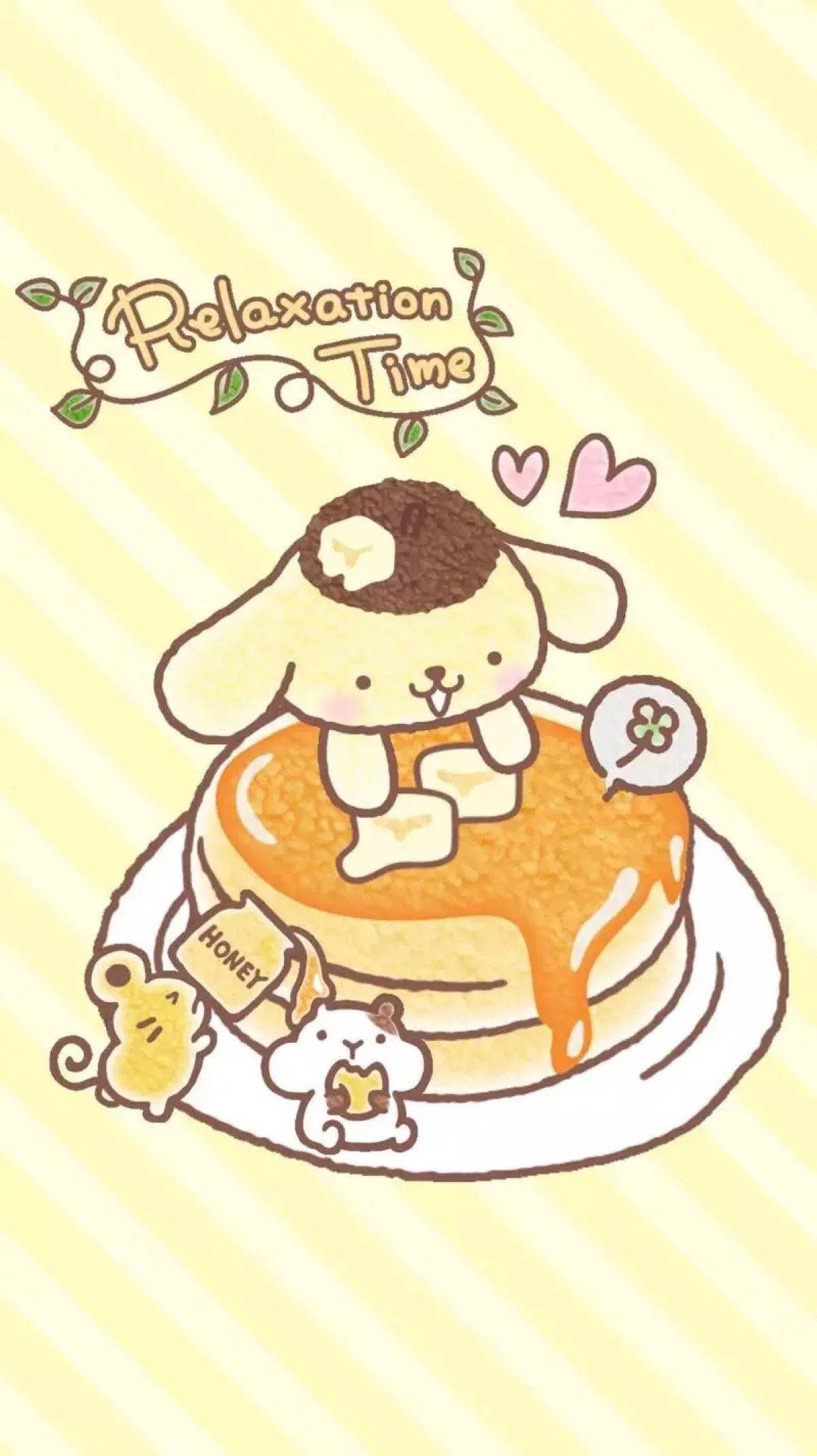 Pompompurin се наслаждава на палачинка - Сладък кавай тапет за iPad Тапет
