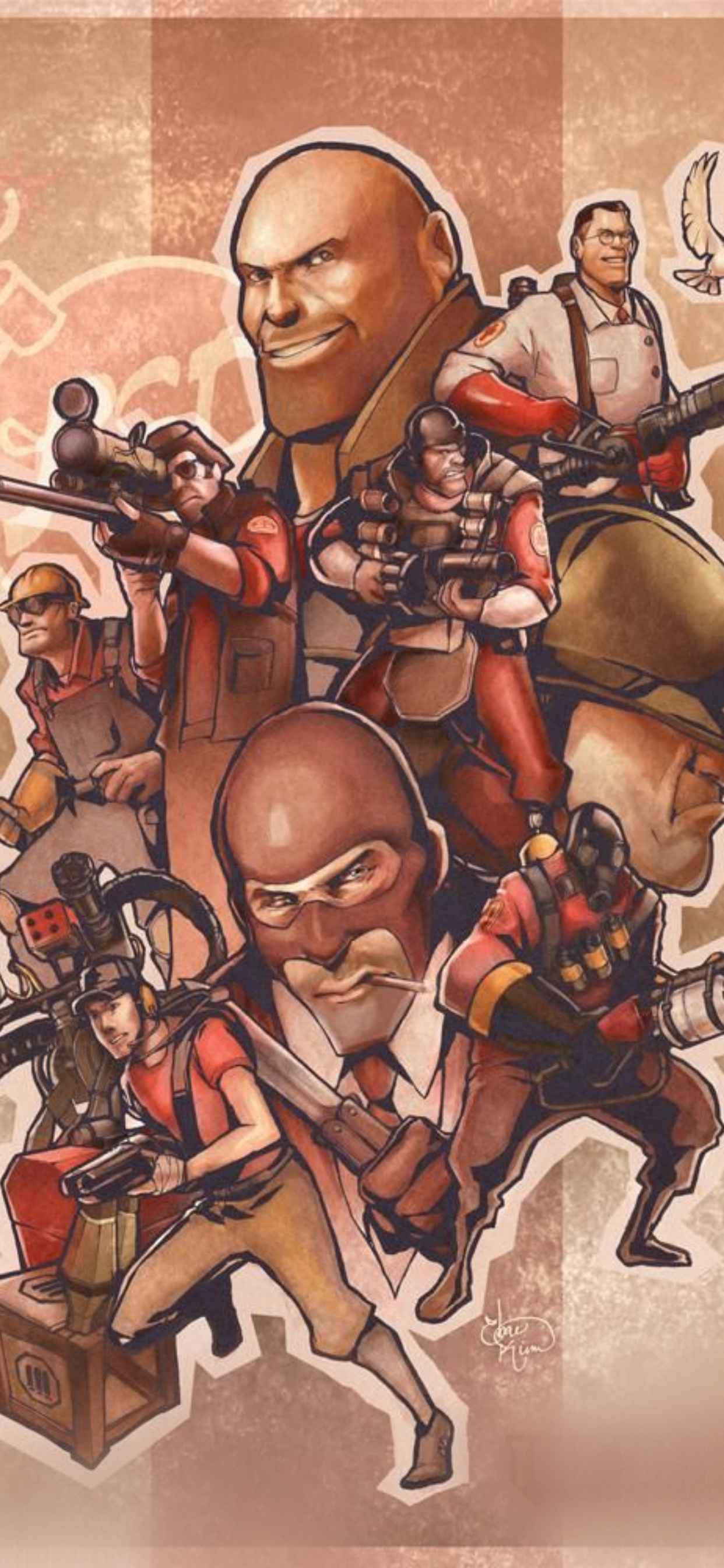 Pop Art Team Red iPhone Xs Max Team Fortress 2 Тапет