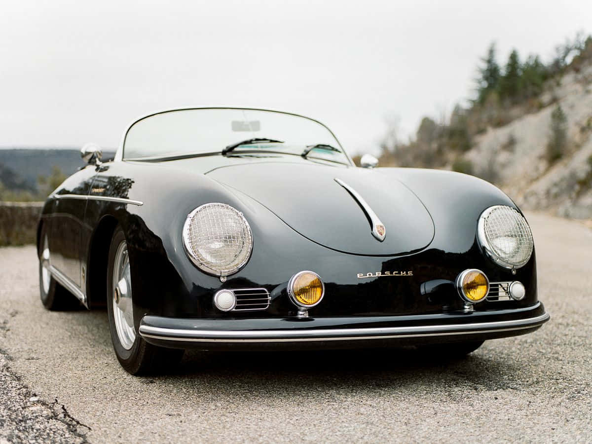 porsche 356 speedster - класически черен спортен автомобил Тапет