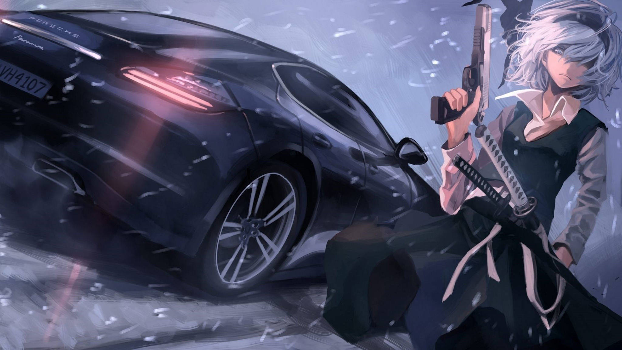 Porsche Panamera Аниме Кола Тапет