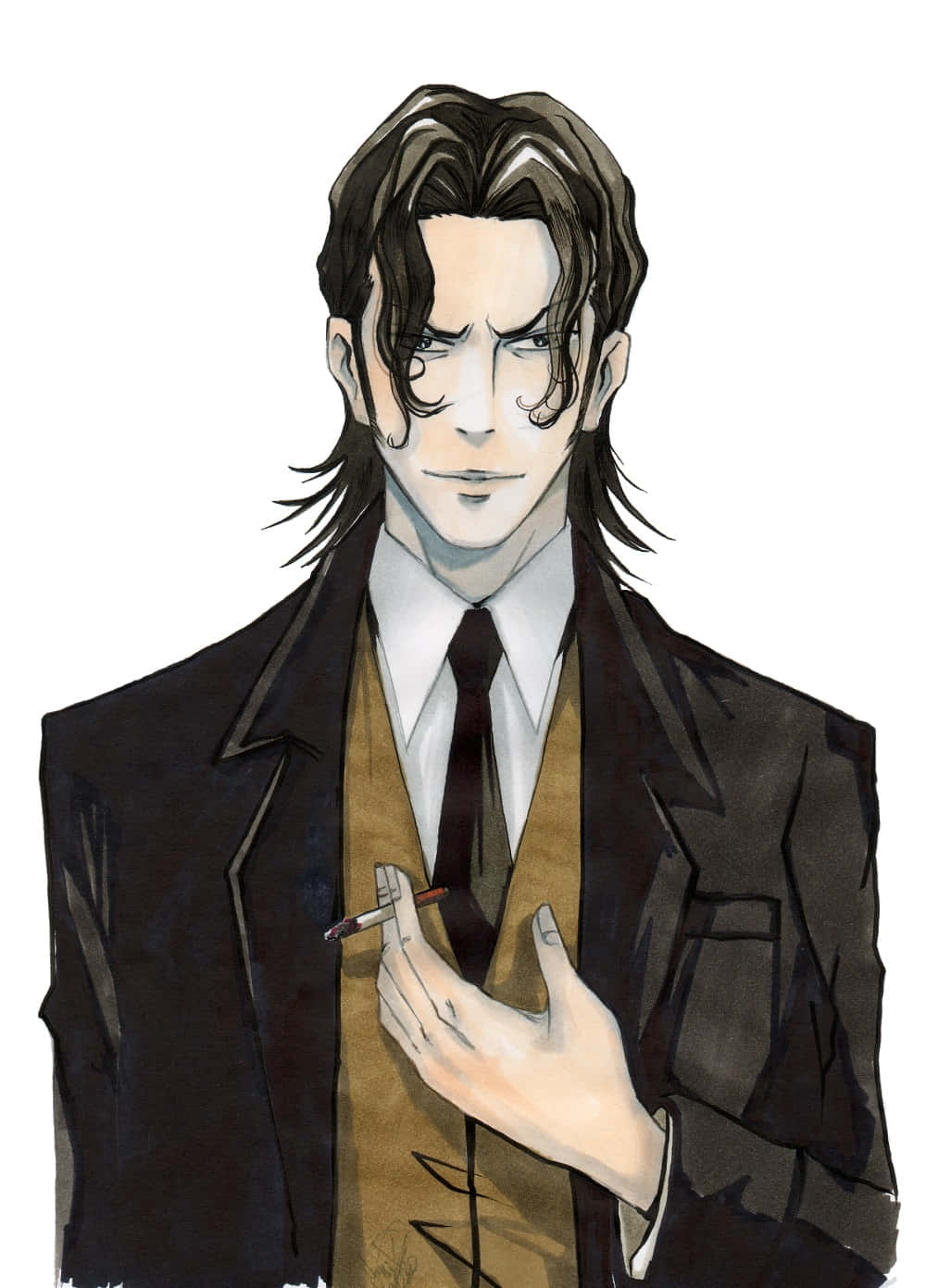 Сакуя Тогане, енигматичния герой от Psycho-Pass, в сериозна поза. Тапет