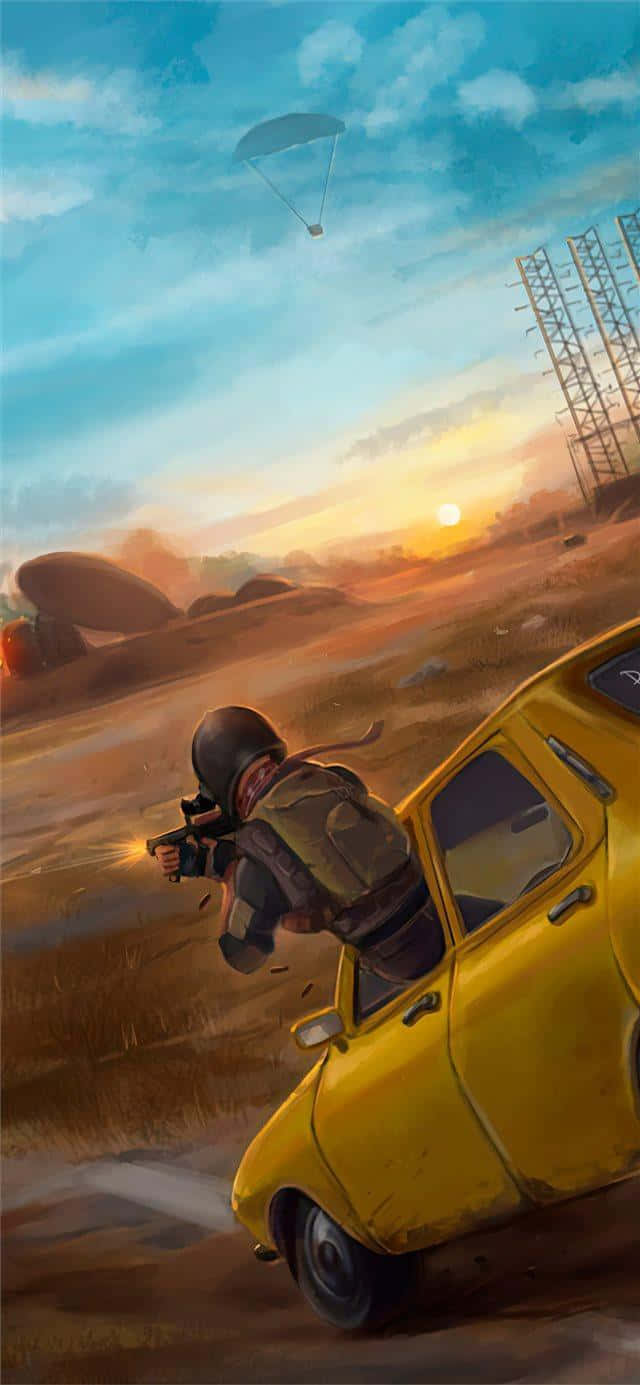 Дигитална рисунка на персонаж PUBG iPhone Тапет