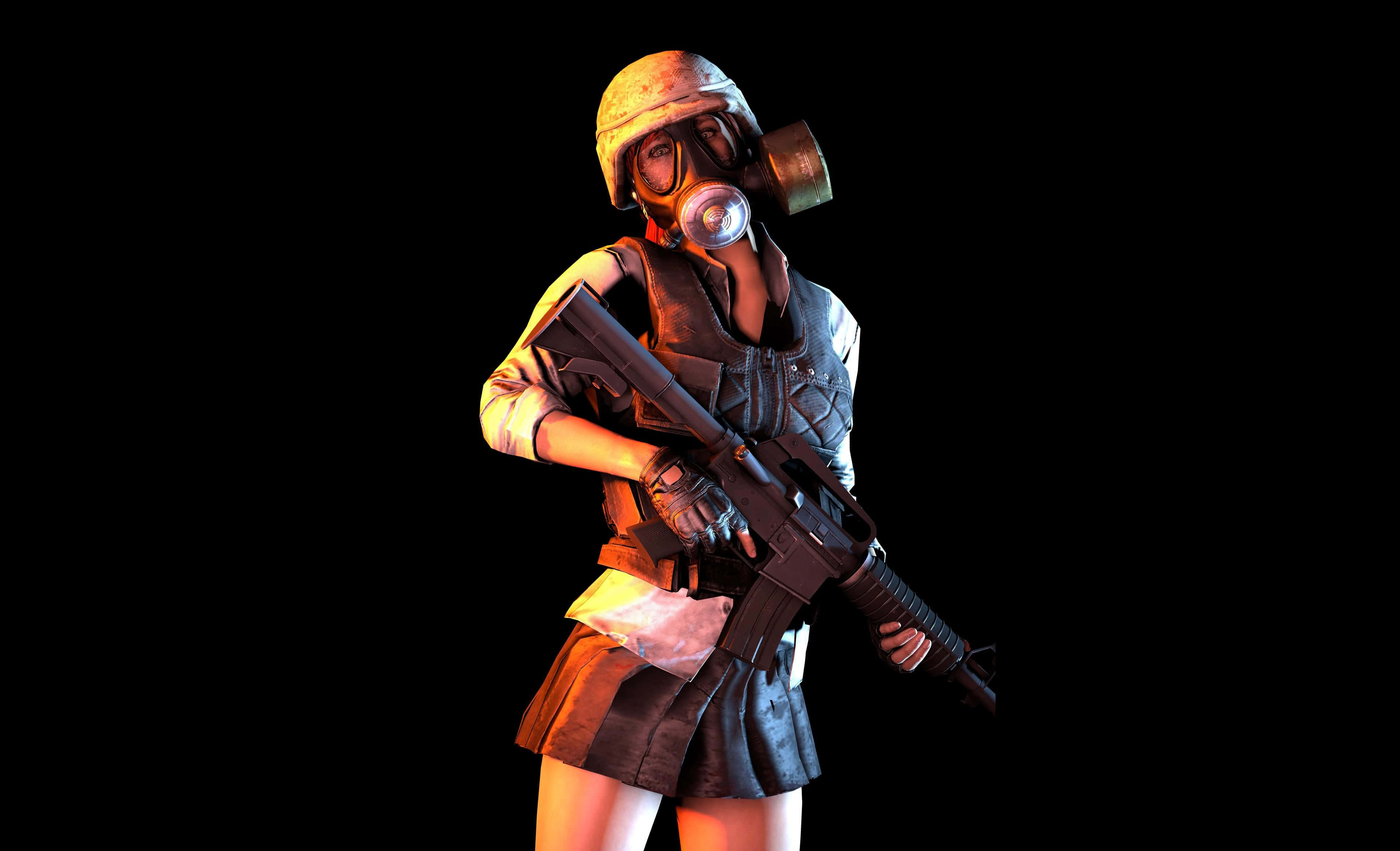 PUBG момиче с противогаз Тапет