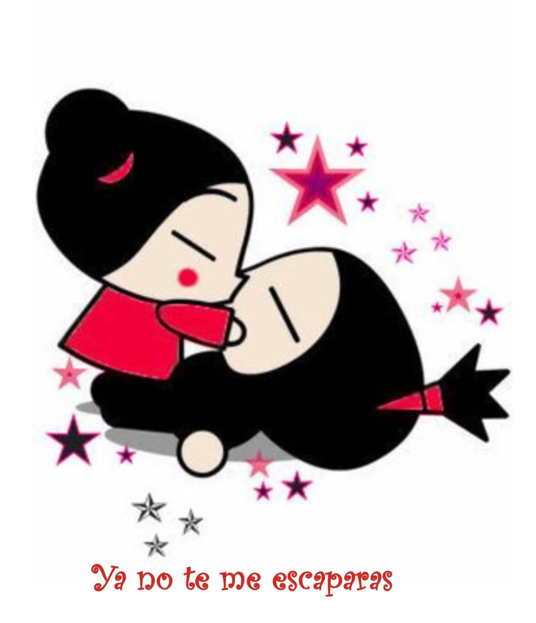 Pucca целует Garu с цитата Тапет