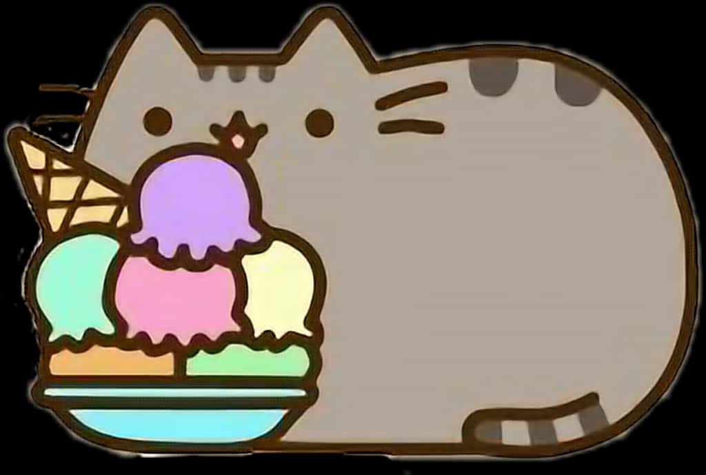 Pusheen със сладолед Тапет